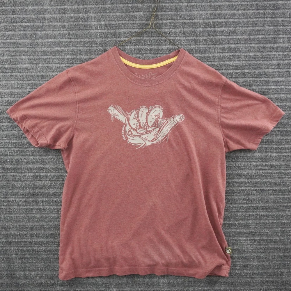Howler Bros T-Shirt Mens Medium Red Fish Shaka Graphic Short Sleeve Tee